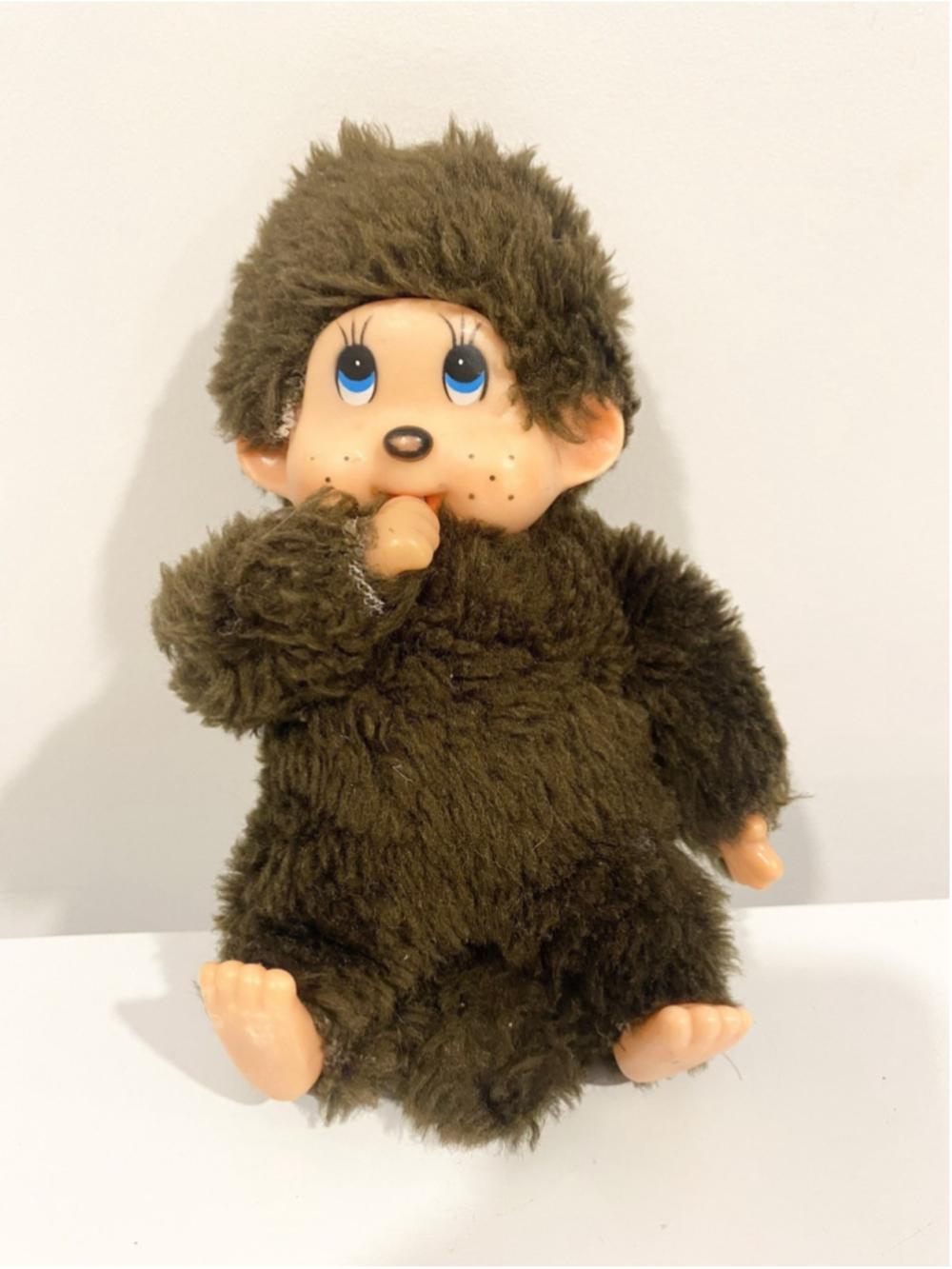 Vintage Monchhichi Style Monkey Doll 7” Thumb Sucking Baby Bottle Plush